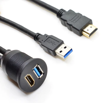 

Car Dashboard Flush Mount USB3.0 HDMI Male to Female USB A-type+ HDMI Female port to USB A-type male + HDMI Male Plug