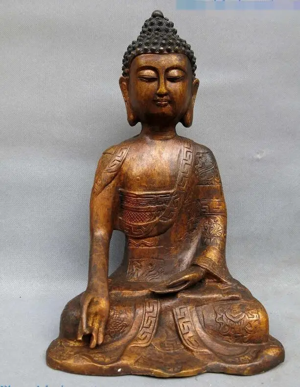 

S6159 Bronze gild sculpture China carved eight treasures buddhism buddha copper Statue D0318