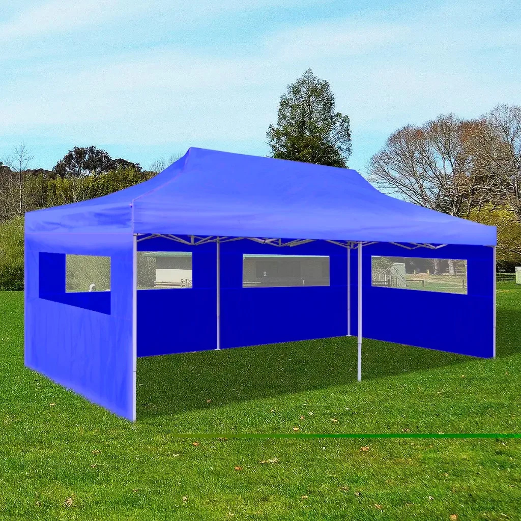 

vidaXL Blue Foldable Reception Tent 3 X 6m Parties BBQ Markets Sporting Events Camping Waterproof UV Protection Outdoor Big Tent
