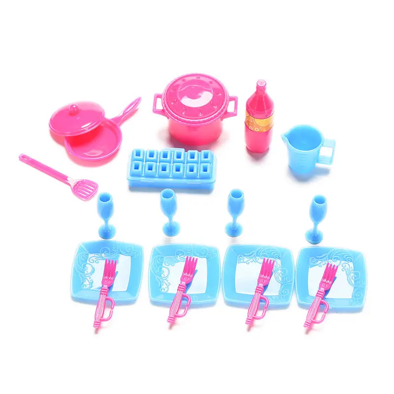 TOYZHIJIA 18 шт./лот мини моделирование кухонные горшки и сковородки посуда очки столовые приборы для кукольная посуда куклы