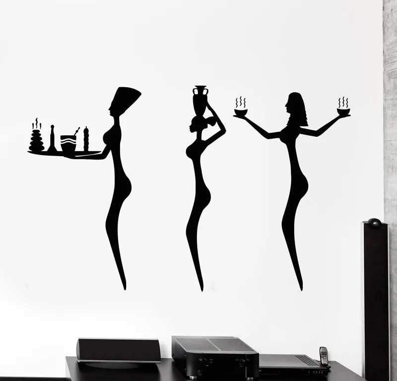 

Vinyl wall applique female food kettle stone tray Egyptian sticker fashion girl room decoration wall decal NH13