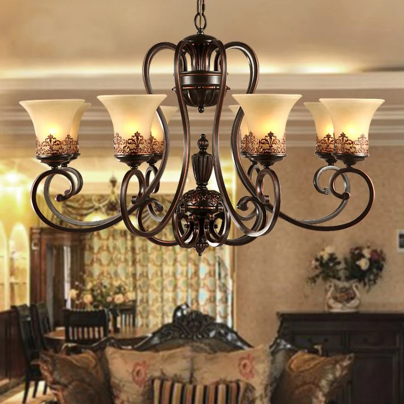 Popular Antique Wrought Iron Chandelier-Buy Cheap Antique Wrought antique black wrought iron chandelier rustic Arts & Crafts Bronze Chandelier with 8 Lights Cream shade - Popular Antique Wrought Iron Chandelier-Buy Cheap Antique Wrought