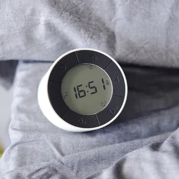 

HBK alarm clock flip night light, DIY Nordic simple charging multi-function stepless dimming bed night light clock