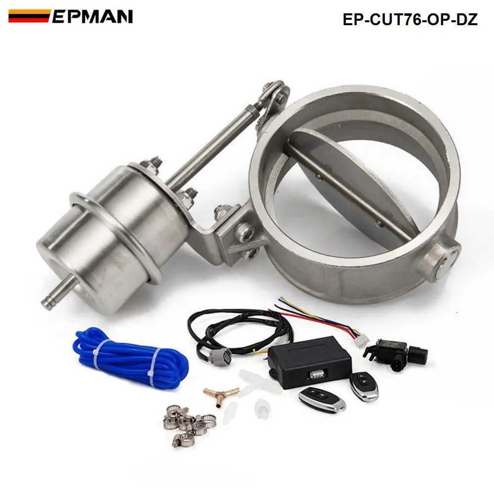 Exhaust Control Valve Set Cutout 3" 76mm Pipe OPEN Style With Vacuum