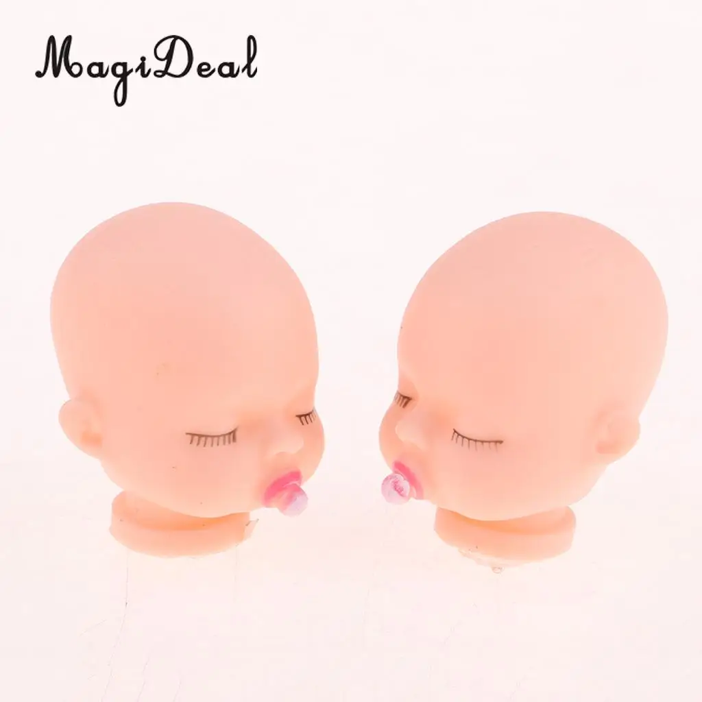 10pcs Vinyl Sleeping Baby Doll Head with Pacifierfor Licca Doll DIY Keychain
