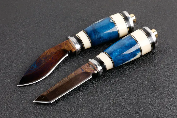 

2 Options! Tanto Collection Damascus Fixed Knives,Handmade Camel Bone Hunting Knife,Forging Outdoor Tools Camping Knife.