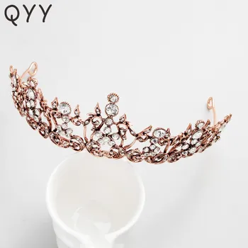 

2018 Newest Rhinestone Brown Tiaras and Crowns Bride's Tiara Fashion Bridal Headpieces Wedding Head Accessories