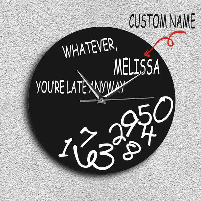 1Piece Custom Name Personalised Whatever You're Late Anyway Wall Clock