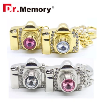 

Crystal USB Flash Drives 16GB Camera Metal Pendrives 32GB 4GB 8GB Memory Stick Pen Drive Key Chain U Disk on Key Creative Gifts