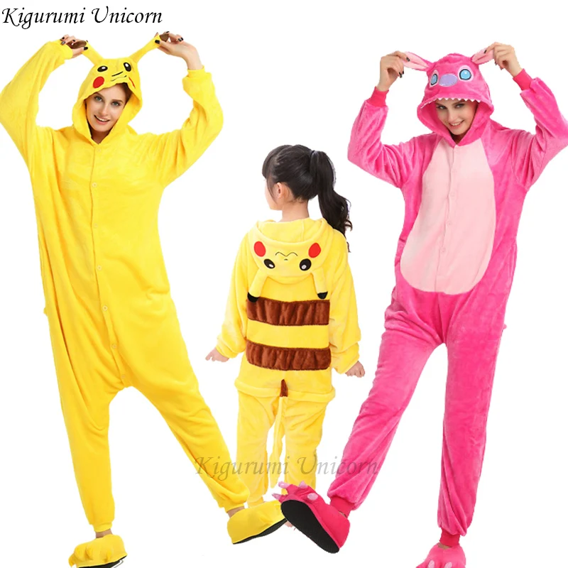 

Kigurumi Unicorn Pajamas Adult Animal Unicorn Shark Onesie Women stitch panda Couple Winter Pajamas Kegurumi Sleepwear Flannel