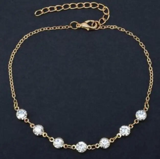 

la139 European Summer beach Cute/Romantic Simple fashion 7 Crystal alloy anklet Female charm jewelry accessorie