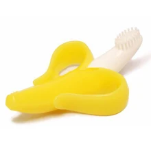 Momy And Angel Safety TPE Food Grade Silicone Baby Teether Teething Ring Banana Silicone Toothbrushes Oral Hygiene Baby Toys