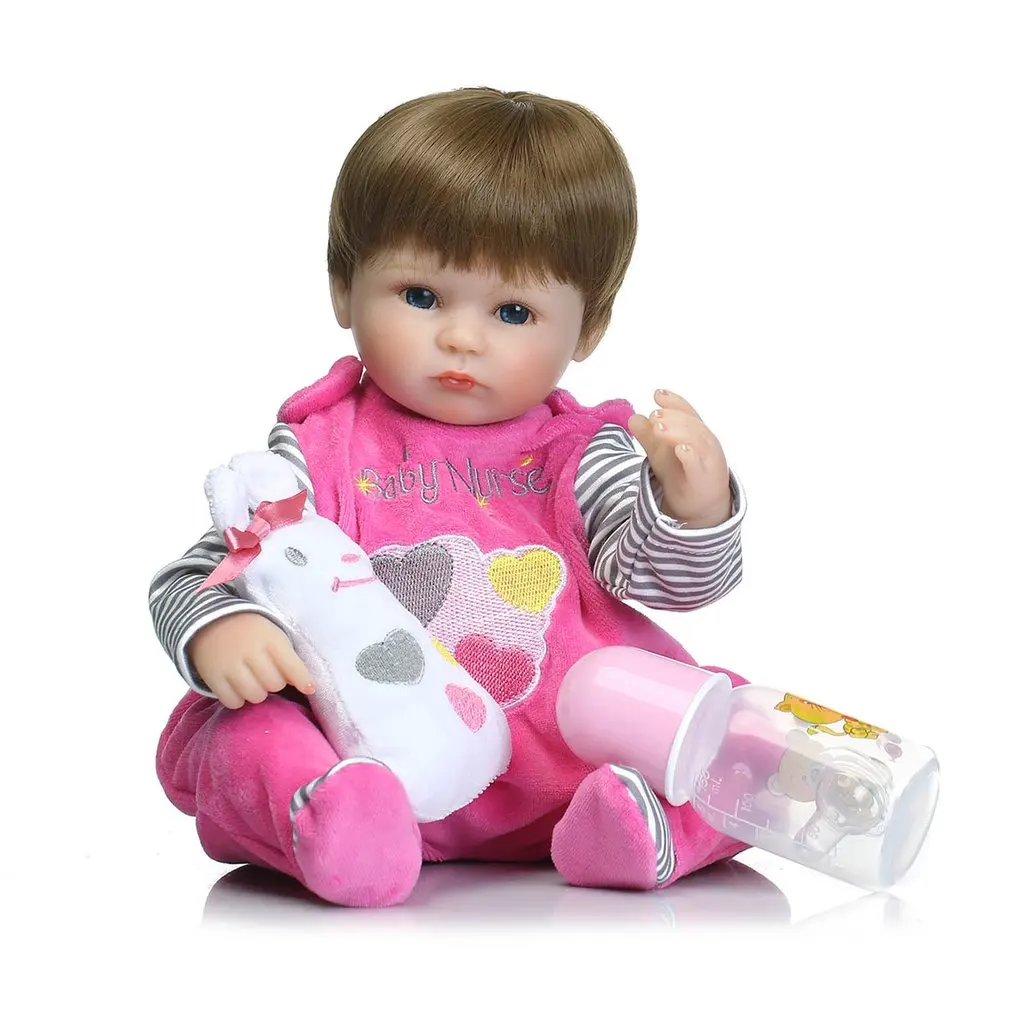 

40cm Silicone Reborn Baby Doll Toy Body Soft Vinyl Dolls Newborn Magnetic Mouth Lifelike Girl Gift of Birthday Princess Toy Doll