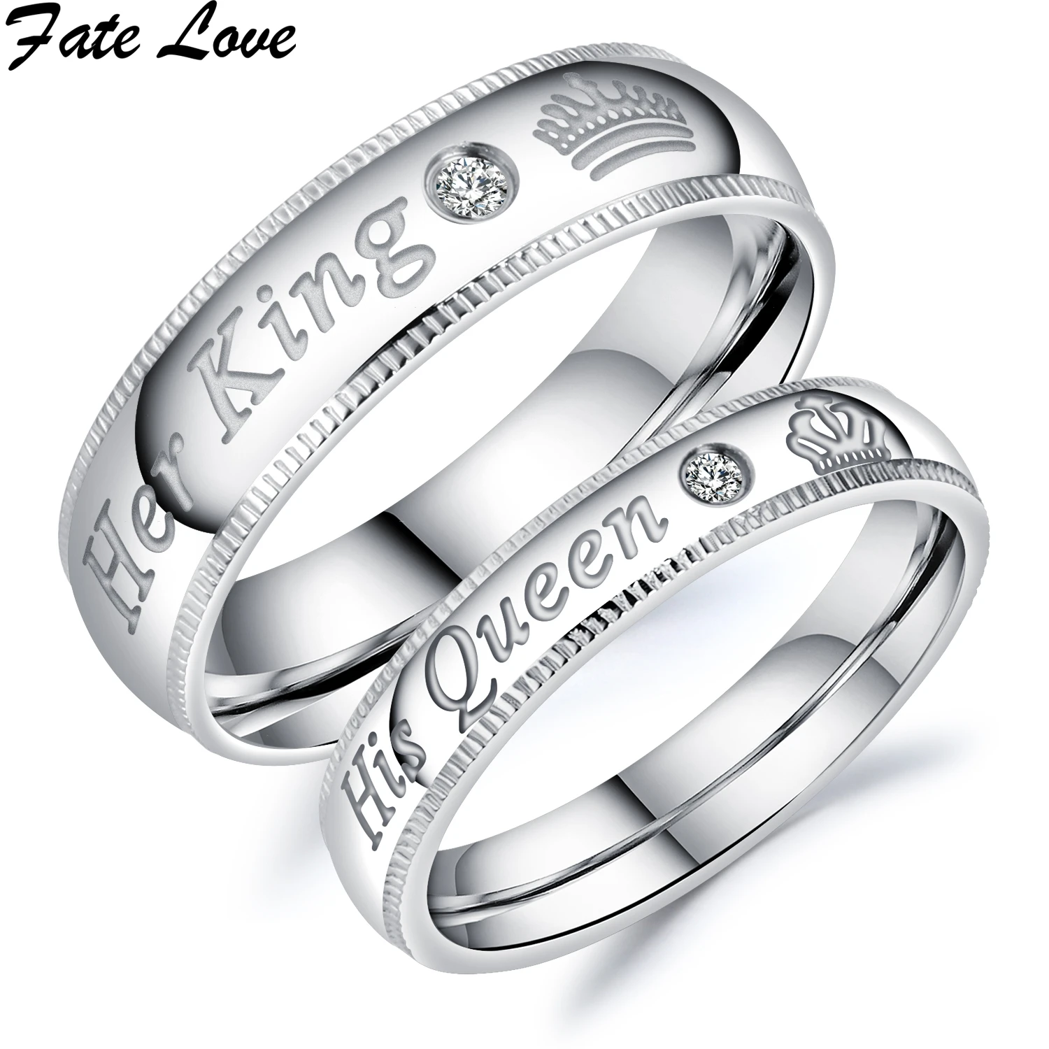 

Fate Love Romantic Ring Holder White Color Her King His Queen CZ Engagement Ring For Men Women Wedding Jewelry FL607