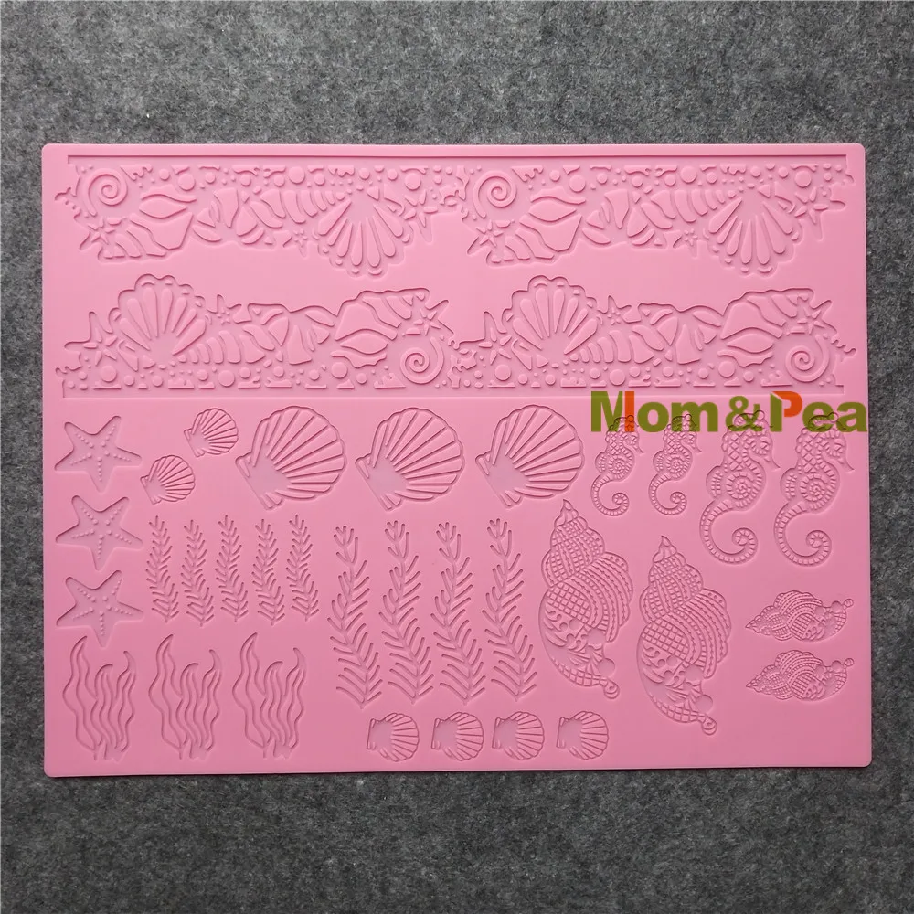 Силиконовая кружевная форма Mom & Pea GX252 с морскими животными украшение для торта 3D