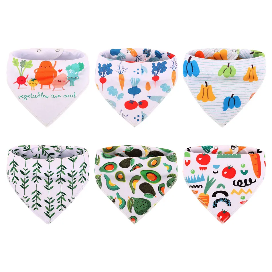 Meninas e Meninos da Criança Feliz Flauta Peças Set Reutilizável Lavável Ajustável Bebê Algodão Triângulo Babadores Lenço Bandana Bib 6 –