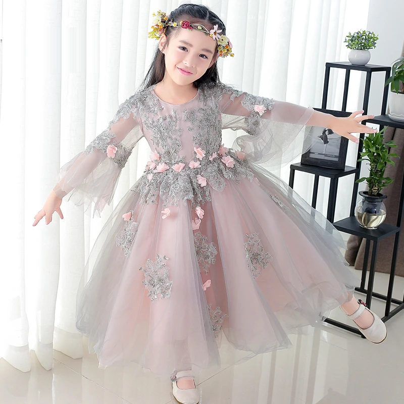 Vestido Floral de manga larga para niñas 2018 de fiesta de boda para niñas para niños JL22|girl wedding party|girl weddinggirls dress - AliExpress