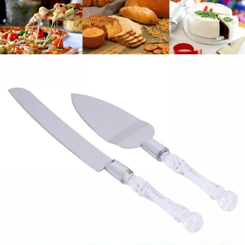 2pcs/set Wedding Cake Cutting Server Set Stainless Steel Anniversary Parties Tableware