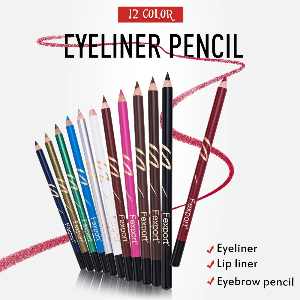 

Fexport 6PCS Multi-functional Lipliner Pencil Eyeliner Pencil Matte Waterproof Makeup Lips Lipstick Pen Eyeliner pencil