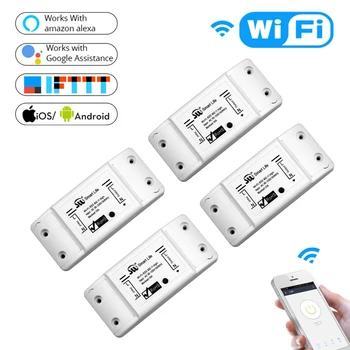 

DIY WiFi Smart Light Switch Universal Breaker Timer Wireless Remote Control Works with Alexa Google Home Smart Home 4 Pieces