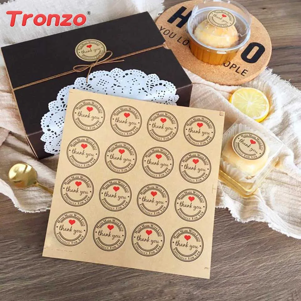 

Tronzo 60pcs Wedding Decorations Thank You Stickers Letter Heart Kraft Paper Sticker For Gift Bags Boxes Mariage Party Favor