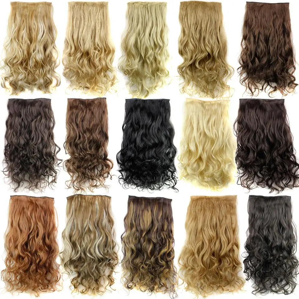 False Hair 24 Long Apply Hair Clips On the HairPieces Mega Hair Extensions Curly Synthetic Extensions Clip Hairpiece Full Head