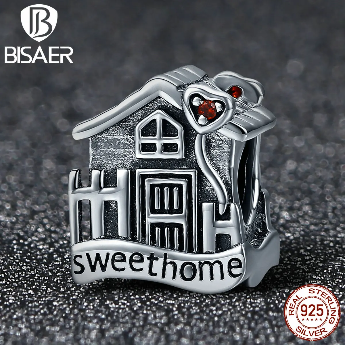 

BISAER 925 Sterling Silver Sweet Love Home, Our Big House Beads Fit Original Pan Charm Bracelets DIY Accessories Gift HSC416