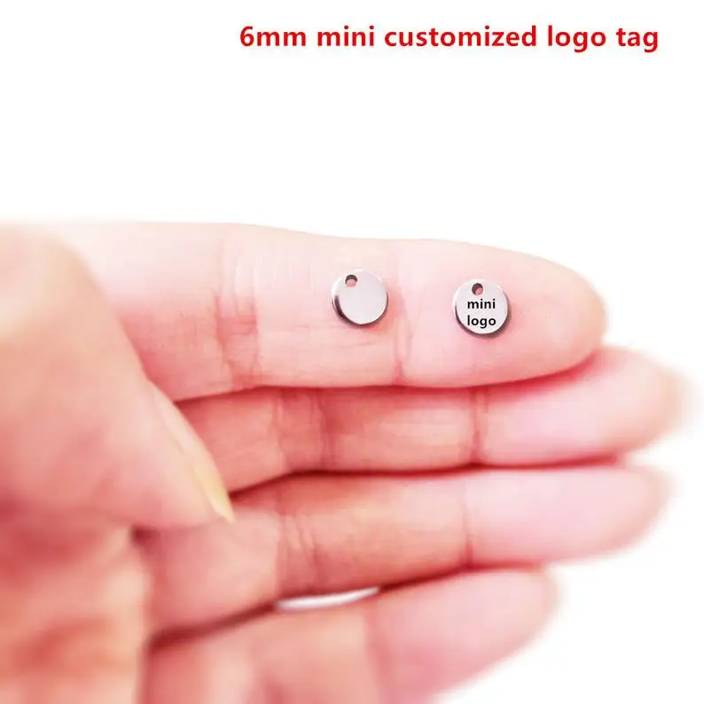 MYLONGINGCHARM 50 шт./лот 6 мм мини диск с пользовательским логотипом или словами
