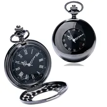 Новинка года стимпанк Черный гладкое отверстие дизайнер Механическая рука Ветер карманные часы мужской Fenmale время