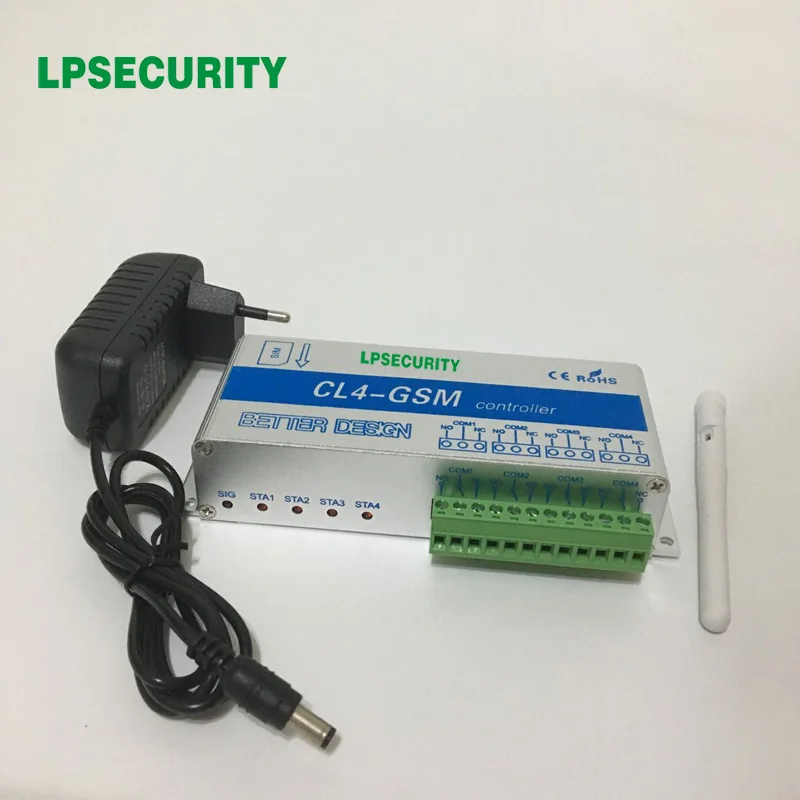 LPSECURITY GSM SMS контроллер CL4-GSM датчик беспроводной пульт дистанционного управления с коробкой из алюминиевого сплава 4 реле 3 м антенна опционально