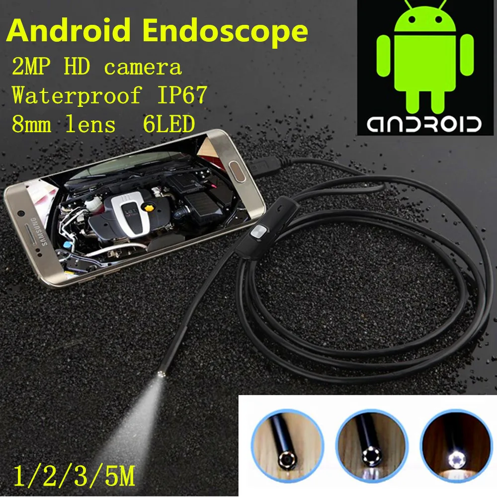 2MP HD720P 8mm Android USB Endoscope Camera 1/2/3.5/5M Waterproof OTG