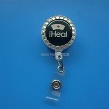 Медсестра удостоверение личности/выдвижной держатель Катушка ПВХ ремень/Кристаллы высокого качества 10 шт./лот