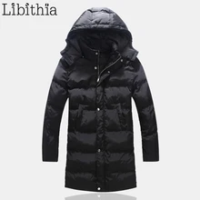 Мужская Повседневная Длинная Стильная хлопковая парка на молнии, черные зимние куртки с капюшоном и воротником, большие размеры M-5XL F097