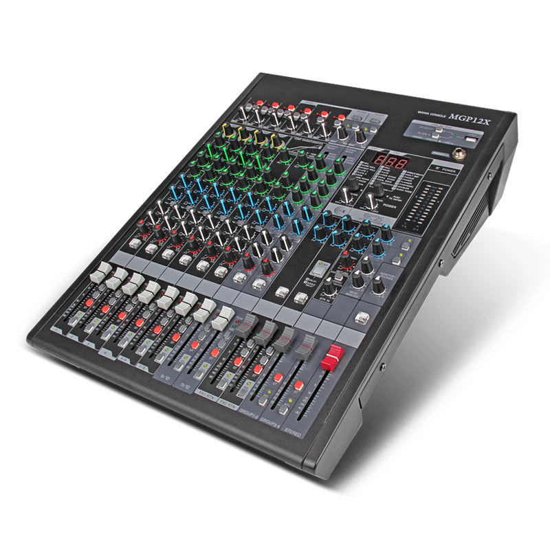 

MGP12X 12-channel USB Mixer with Effects Professional Sound Mixing Console Karaoke Microphone Mixer for Party Stage 48V power