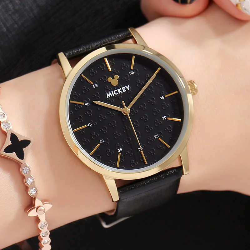 Мужские часы кварцевые кожаные мужские бренд Disney Микки Маус водонепроницаемые