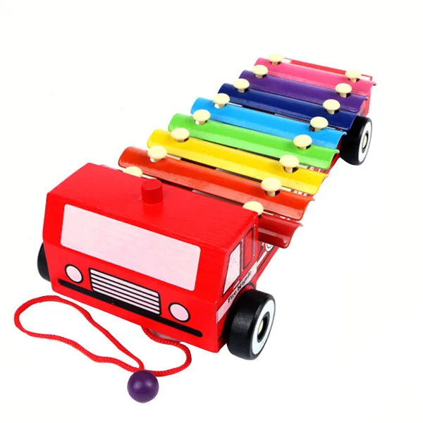 Colorful Wooden Baby Musical Trailer Teaching Aid Child Early Education Development Music Instrument Baby Toy Gift P20