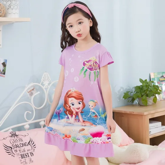 Г., новая летняя ночная рубашка для маленьких девочек ночная рубашка, пижама с героями мультфильмов(от 2 до 12 лет), Детская Хлопковая ночная рубашка с короткими рукавами для детей - Цвет: style 10