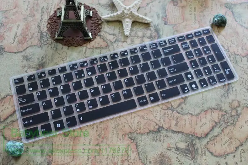 Силиконовая клавиатура для ноутбука кожного покрова для Asus A556UF K53S K72 K55V K56C K550D K550JK K555ZE K555LD K751 K501 JX4720 K556U - Цвет: black