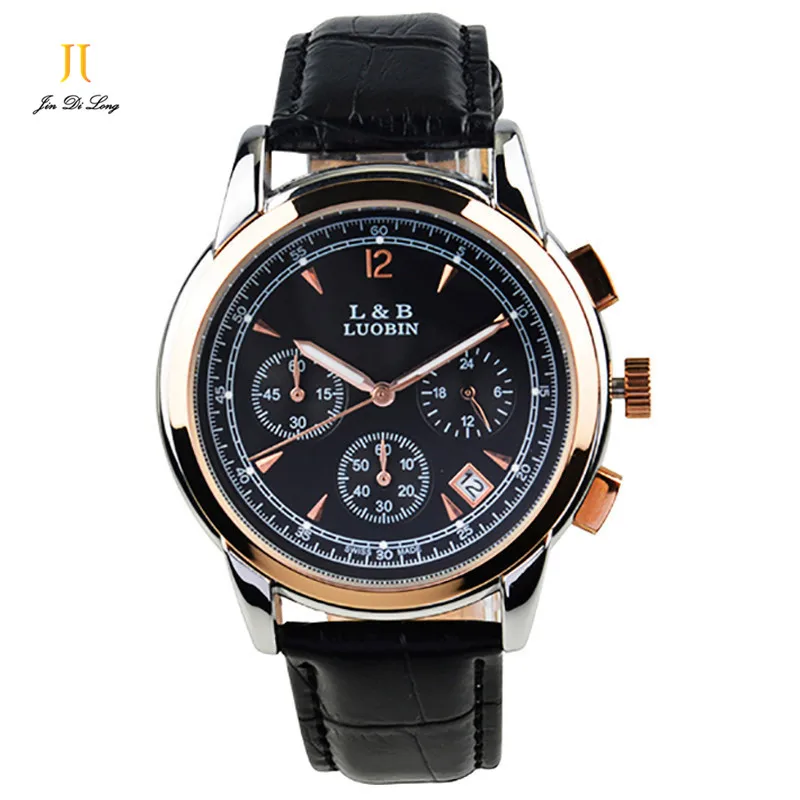 Brand New Classic Fashion Quartz Watch Men 3 Sub Dial Business Sport Watch Genuine Leather Strap
