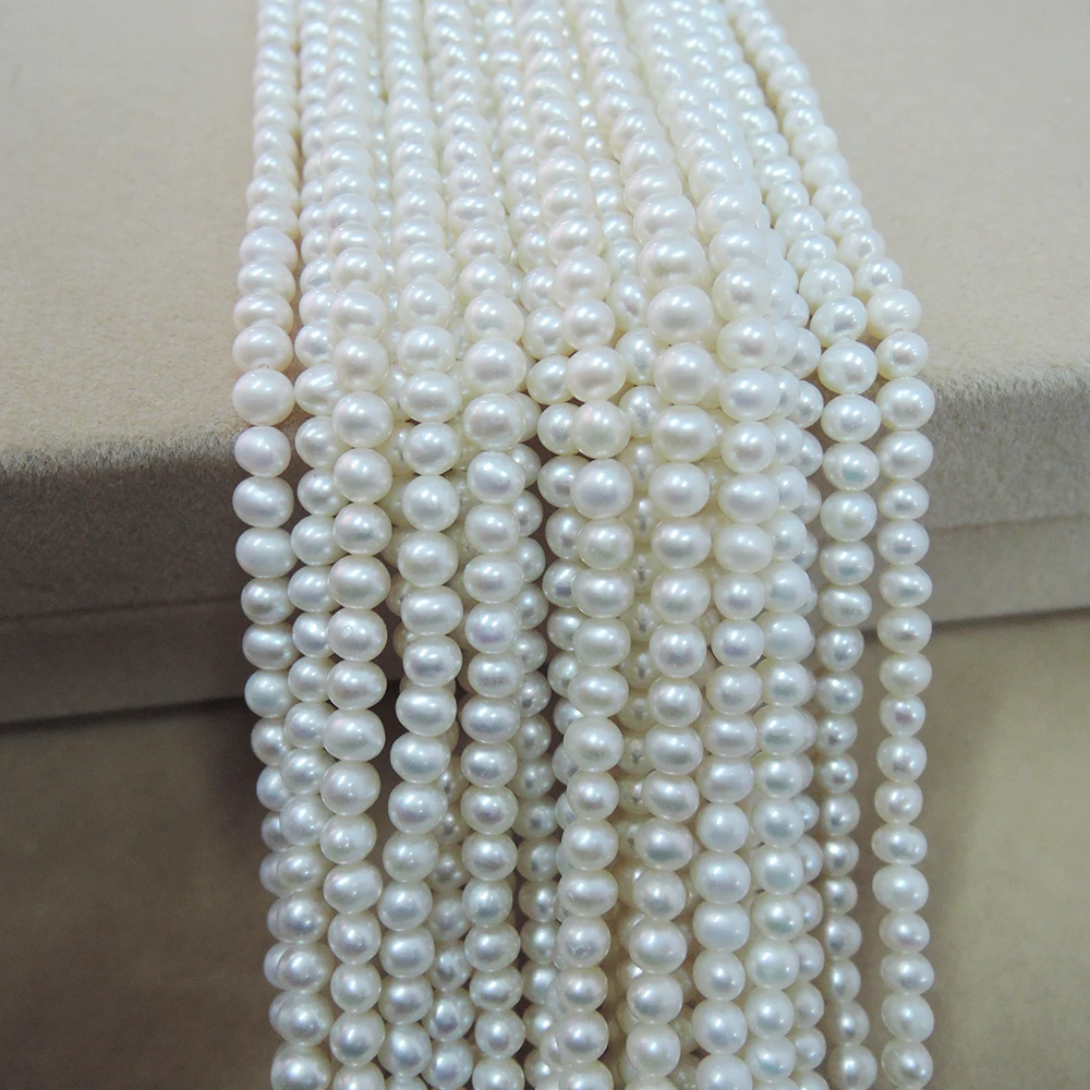 4-5 mm MINI FRESHWATER  round PEARL BEADS in strand100% NATURE freshwater pearl -AAA good quality
