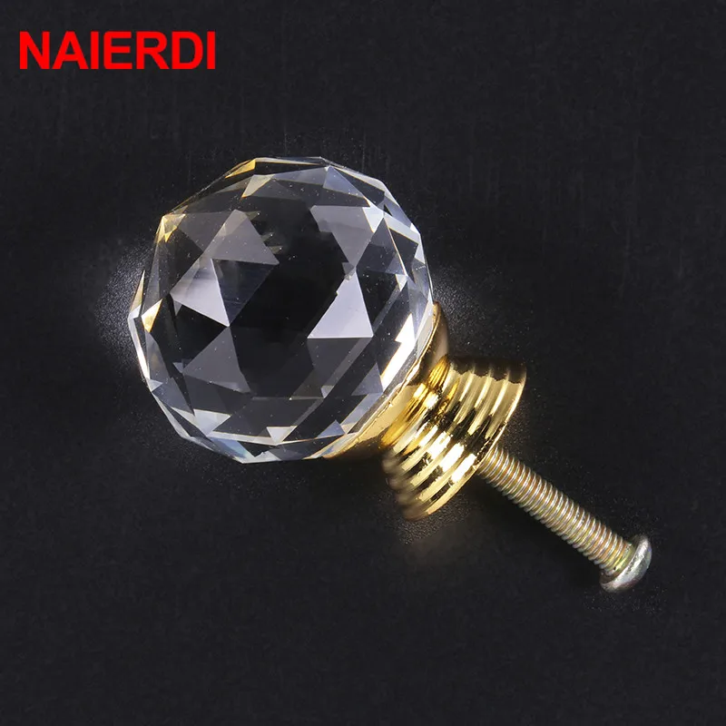 NAIERDI Colorful Crystal Glass Knobs Cabinet Handles Crystal Ball Cupboard Pulls Drawer Knobs Kitchen Furniture Handle