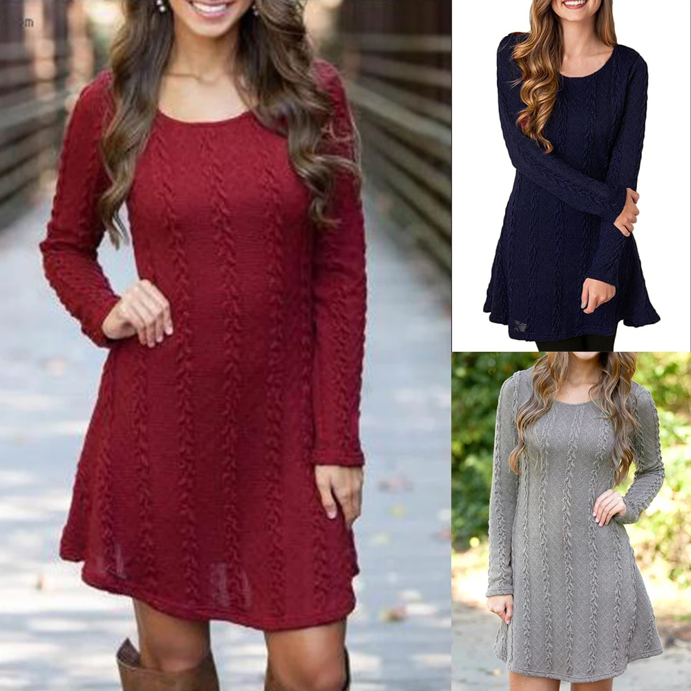 

AVODOVAMA M Long Sleeve Casual Elegant Soft Warm Slim Plus Size Mini Dresses New Women Autumn Winter Knitted Dress