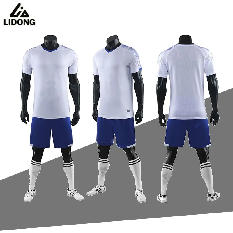 Футбольные наборы LIDONG для взрослых мальчиков футбольное Джерси Униформа футбольные тренировочные костюмы белая спортивная одежда из полиэфира короткий рукав
