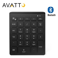 AVATTO 28 клавиш Bluetooth беспроводная цифровая клавиатура Mini Numpad с более функциональными клавишами цифровая клавиатура для ПК задачи учета