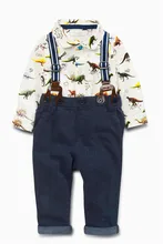 2016 baby boy clothing font b set b font long sleeve dinosaur shirt overall pants 2pcs
