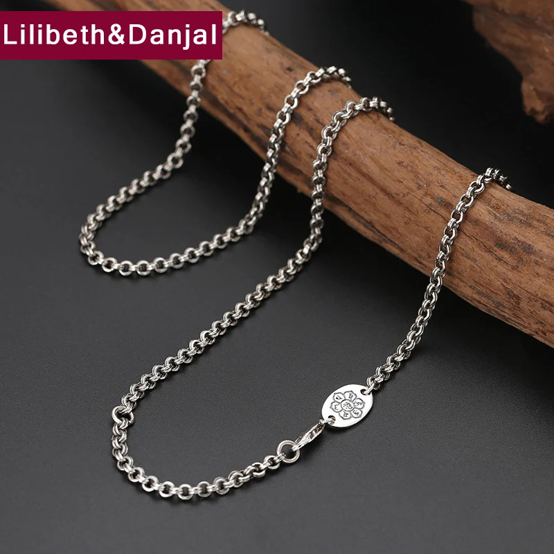 

2019 Buddha Mantra 3mm Thick best friends chain Necklace 100% 925 Sterling Silver Men Women Initial Necklace Pendant Jewelry N27