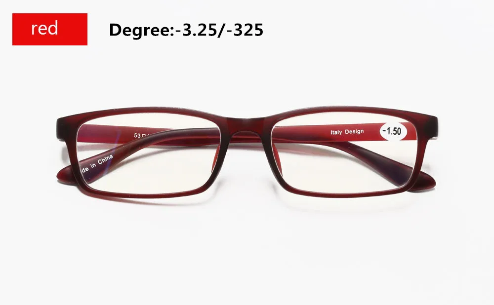 Вольфрамовая оправа для очков TR90 из углеродистой стали для женщин и мужчин, линзы для близорукости, оптические близорукие-1,0-1,25-1,5-1,75-2,0~-4,2 - Цвет оправы: Red Myopia325