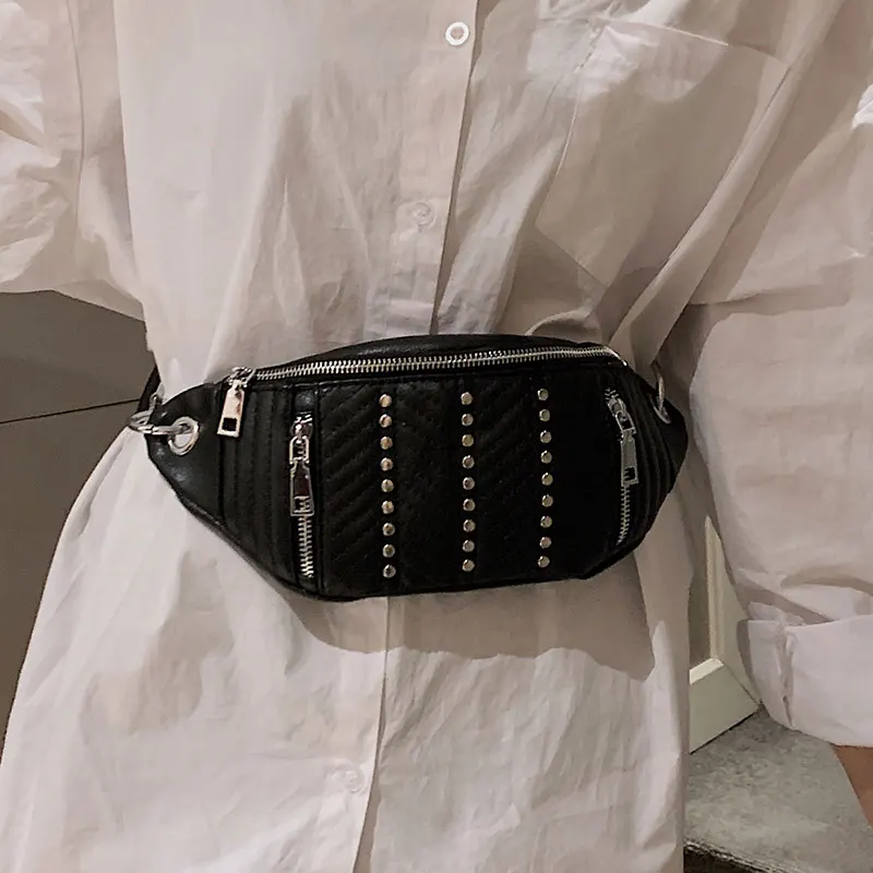 

BARHEE Brand New Female Waist Bag Rivets High Quality Pu Leather Shoulder Bag Sac a Main Bolsa Feminina saddle bag wide strap
