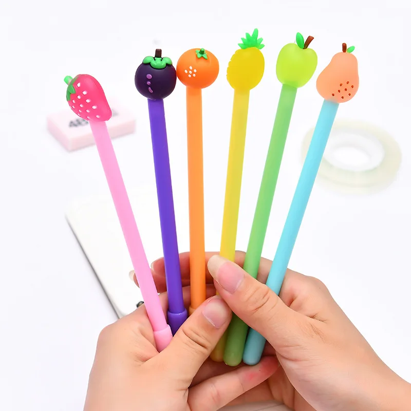 6Pcs Fashion Cute Colorful Fruit Gel Pens Office School Supplies Stationery gift 