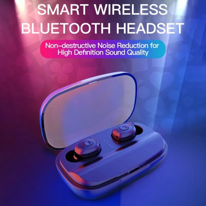 Новый TWS V5.0 Bluetooth гарнитура стерео беспроводные наушники с 3000 мАч зарядная Коробка двойной микрофон Bluetooth наушники